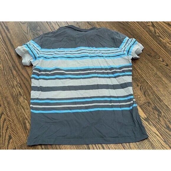 J. Lindeberg Quentin Lux Polo Shirt Slim Fit Short Sleeves Striped Gray Blue XL - Picture 2 of 7